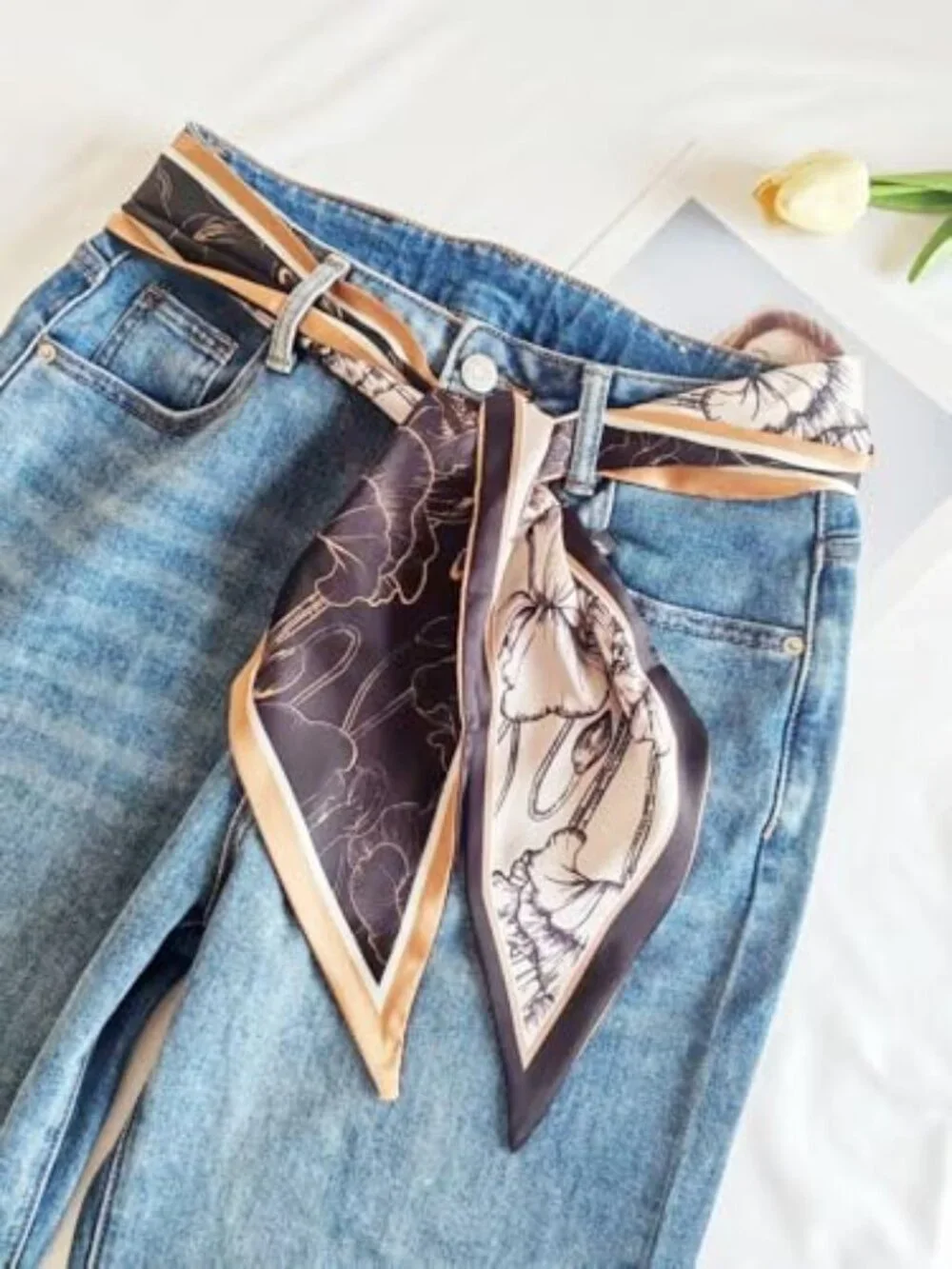 Satin Scarf for Women Long Hair Scarf Head Wrap Purse Scarf